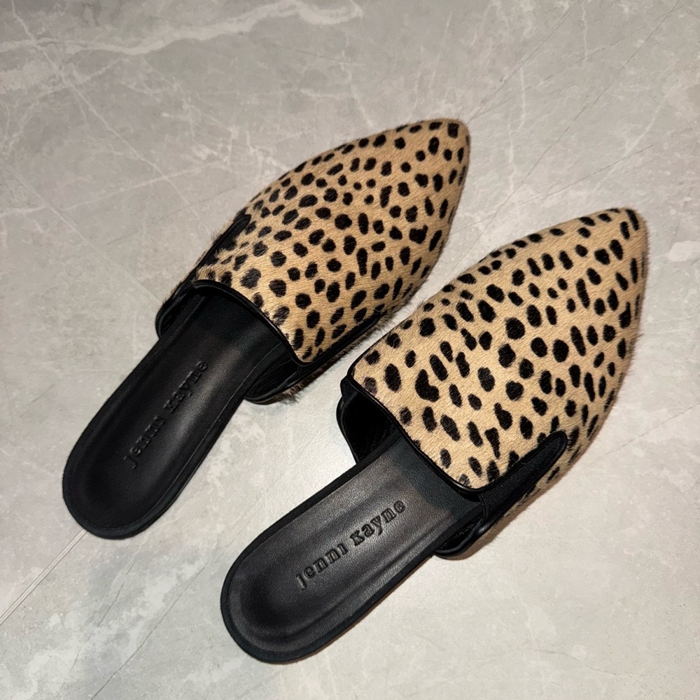 Jenni Kayne Tan and Black Spotted Mules